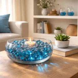 Galet Verre Bleu 20/40 - Sac 1kg Décoration Translucide Aquatique