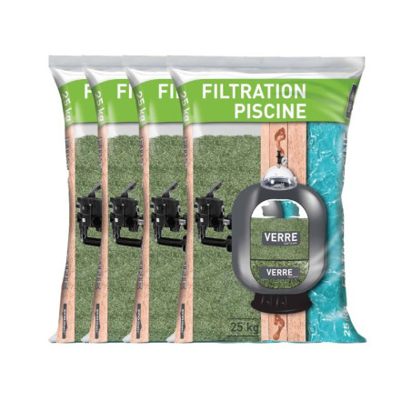 Lot verre filtration piscine 0,6/1,4 mm | 4×25 kg pour améliorer le filtrage