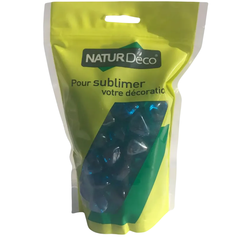 Galet Verre Bleu 20/40 - Sac 1kg Décoration Translucide Aquatique